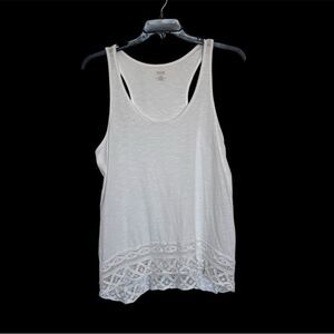 A.N.A | Women’s White Lace Trim Tunic Tank Top Swim Coverup Size XL